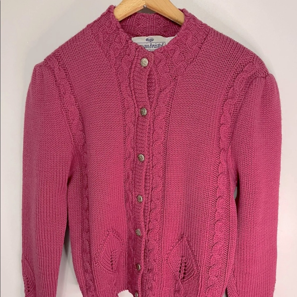 Sold-Vintage 100% wool knit cardigan - Picture 1 of 7